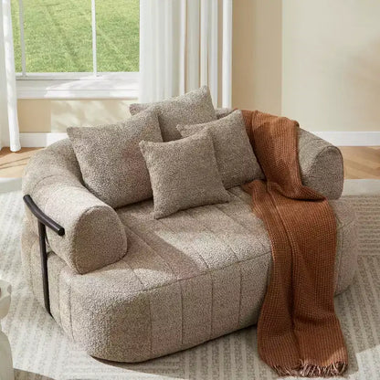 Chaise longue oversize in bouclé beige/kaki, 1 posto
