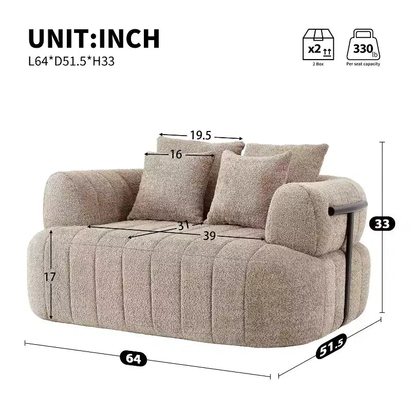 Chaise longue oversize in bouclé beige/kaki, 1 posto