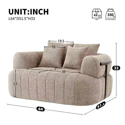 Chaise longue oversize in bouclé beige/kaki, 1 posto