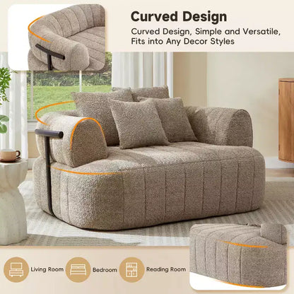 Chaise longue oversize in bouclé beige/kaki, 1 posto