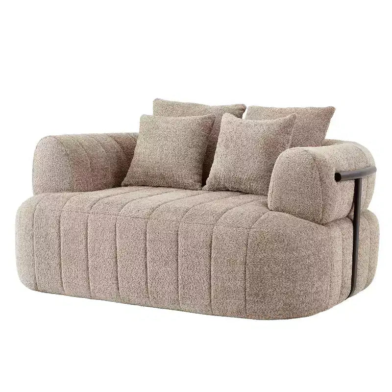 Chaise longue oversize in bouclé beige/kaki, 1 posto