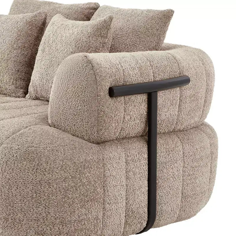 Chaise longue oversize in bouclé beige/kaki, 1 posto
