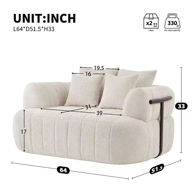 Chaise longue oversize in bouclé beige/kaki, 1 posto