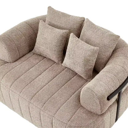 Chaise longue oversize in bouclé beige/kaki, 1 posto