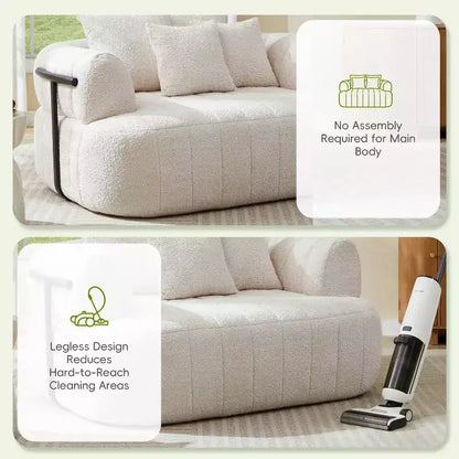 Chaise longue oversize in bouclé beige/kaki, 1 posto