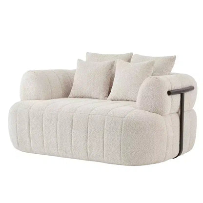 Chaise longue oversize in bouclé beige/kaki, 1 posto
