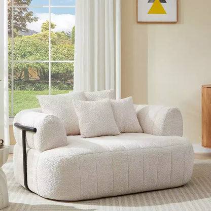 ModernLuxe 64 Oversized Sofa Boucle Cloud Chaise Lounge Chair, Metal-Supported Boneless Couch for Living Room/Bedroom