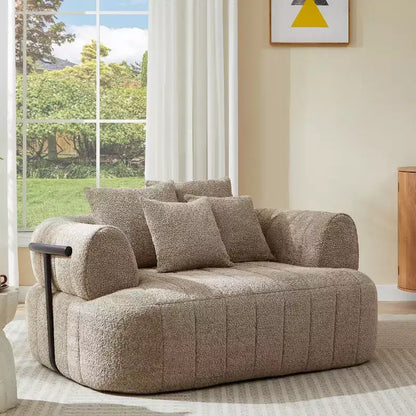 Chaise longue oversize in bouclé beige/kaki, 1 posto