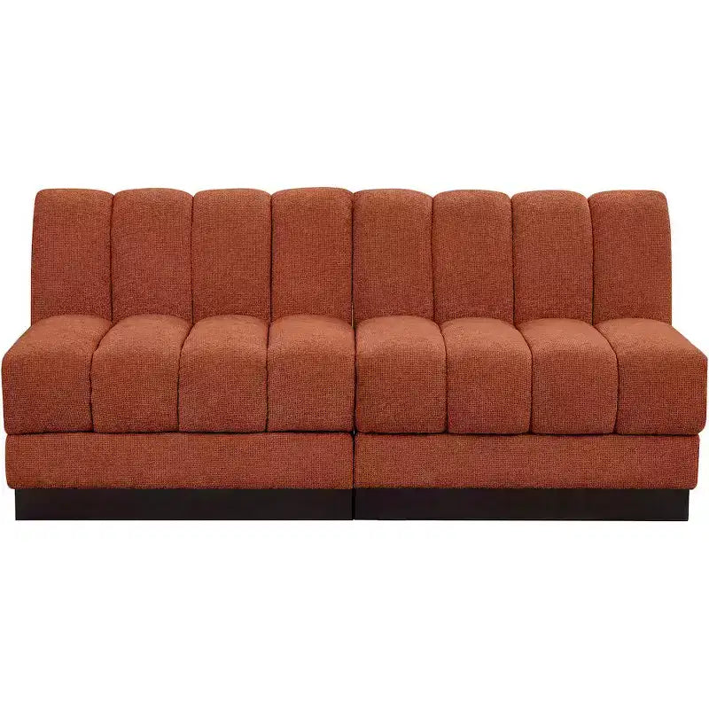 Divano modulare a 2 posti in tessuto ciniglia cognac / crema / verde / grigio