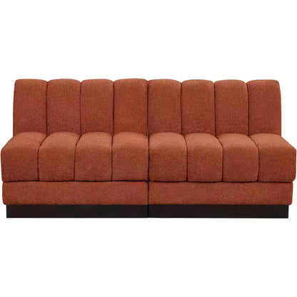 Divano modulare a 2 posti in tessuto ciniglia cognac / crema / verde / grigio
