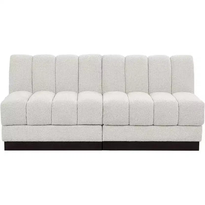 Divano modulare a 2 posti in tessuto ciniglia cognac / crema / verde / grigio