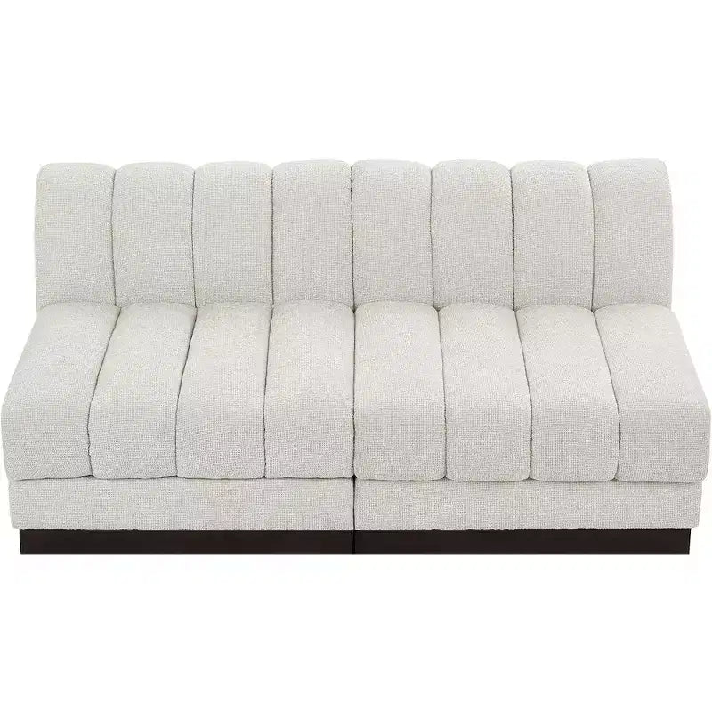 Divano modulare a 2 posti in tessuto ciniglia cognac / crema / verde / grigio