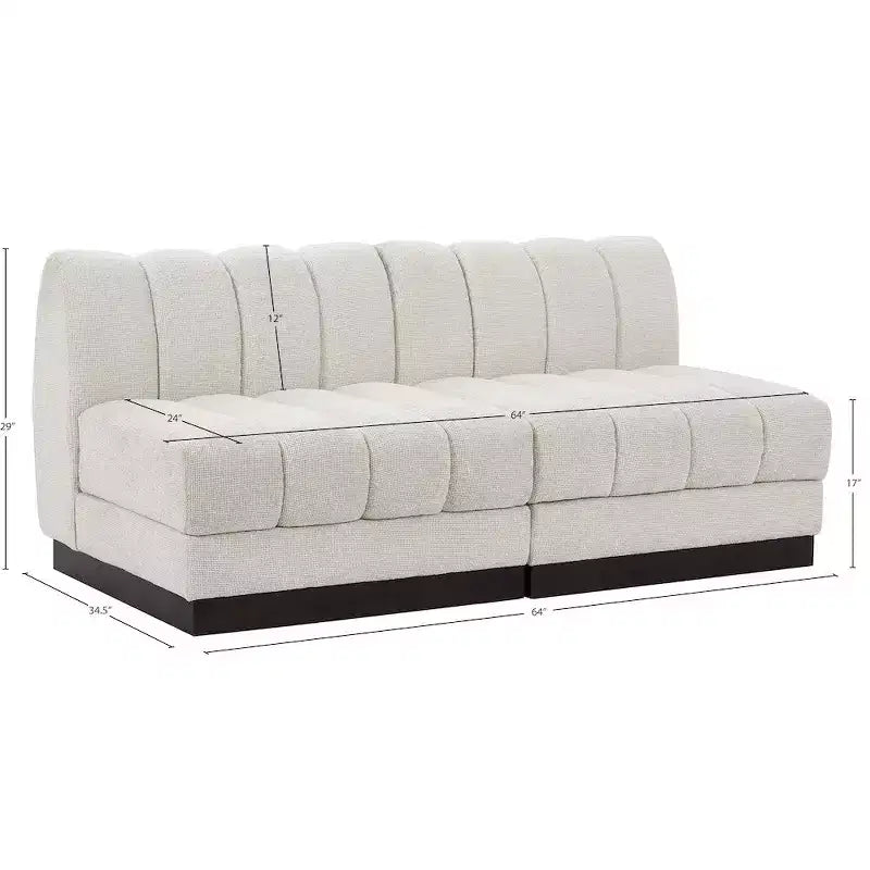 Divano modulare a 2 posti in tessuto ciniglia cognac / crema / verde / grigio