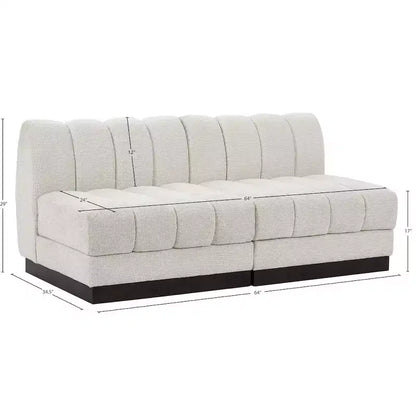 Divano modulare a 2 posti in tessuto ciniglia cognac / crema / verde / grigio