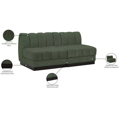 Divano modulare a 2 posti in tessuto ciniglia cognac / crema / verde / grigio