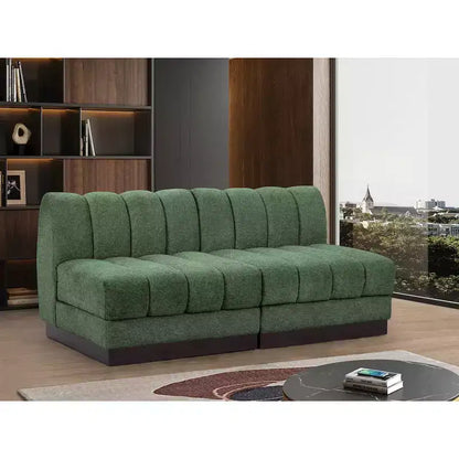 Divano modulare a 2 posti in tessuto ciniglia cognac / crema / verde / grigio