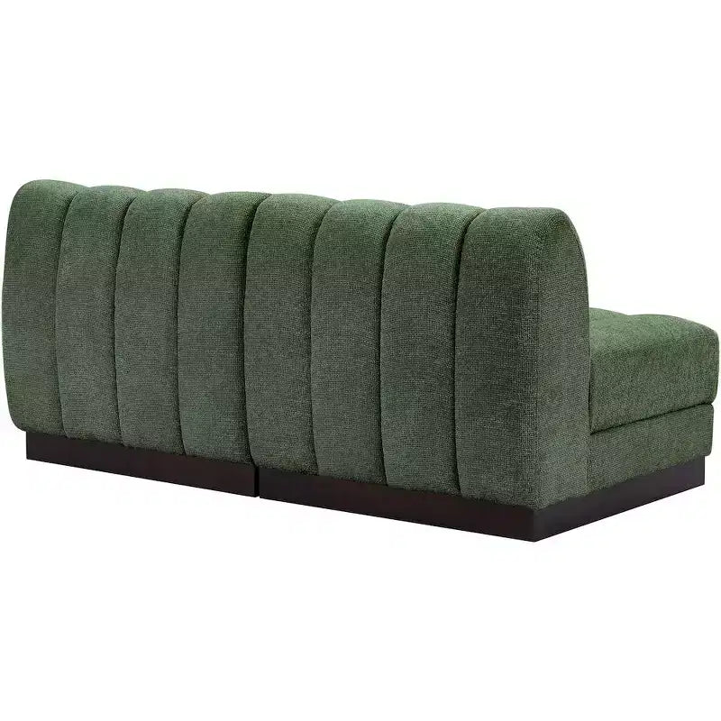 Divano modulare a 2 posti in tessuto ciniglia cognac / crema / verde / grigio