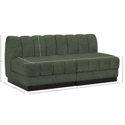 Divano modulare a 2 posti in tessuto ciniglia cognac / crema / verde / grigio