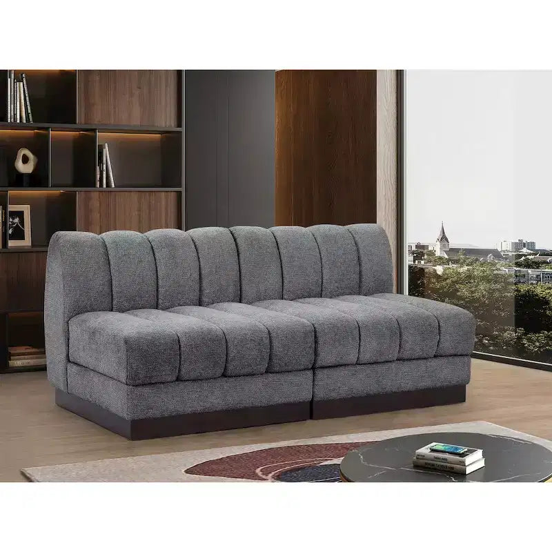 Divano modulare a 2 posti in tessuto ciniglia cognac / crema / verde / grigio