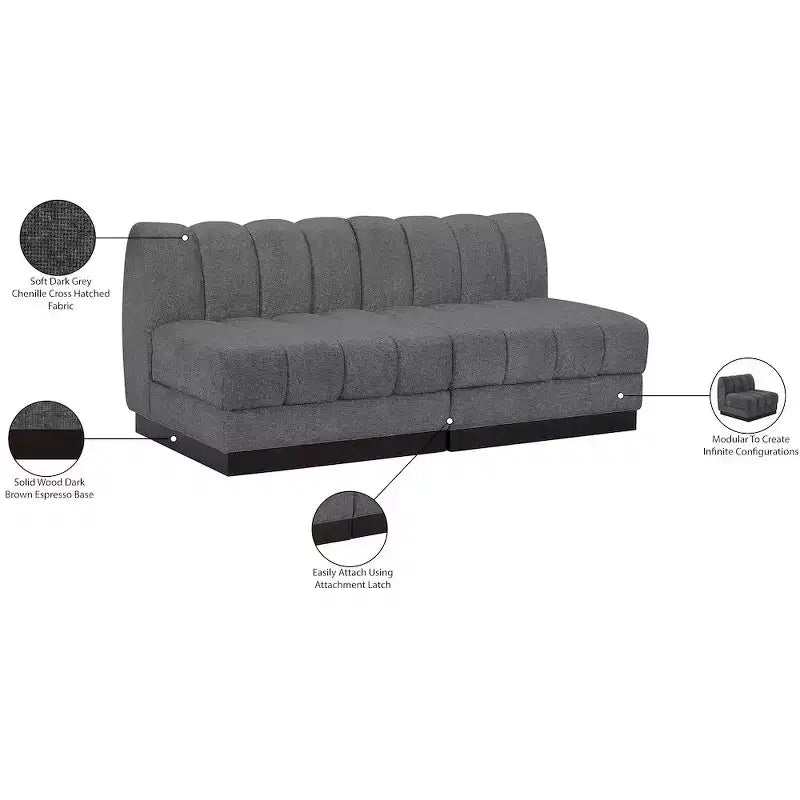 Divano modulare a 2 posti in tessuto ciniglia cognac / crema / verde / grigio
