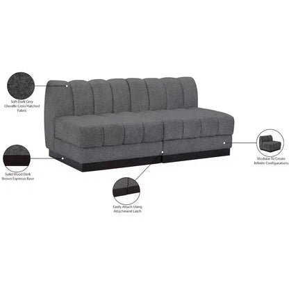 Divano modulare a 2 posti in tessuto ciniglia cognac / crema / verde / grigio