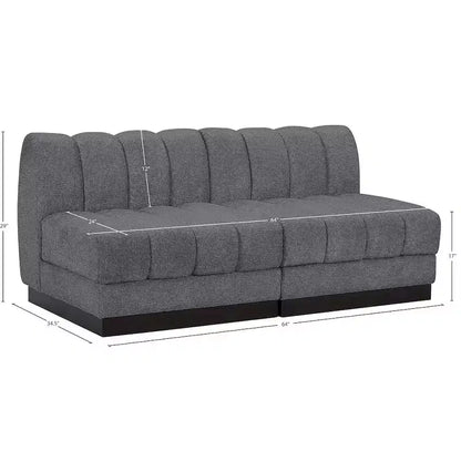 Divano modulare a 2 posti in tessuto ciniglia cognac / crema / verde / grigio