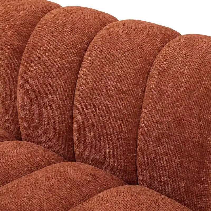 Divano modulare a 2 posti in tessuto ciniglia cognac / crema / verde / grigio