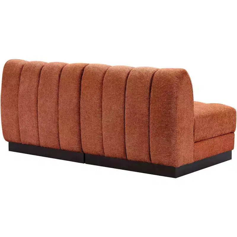 Divano modulare a 2 posti in tessuto ciniglia cognac / crema / verde / grigio