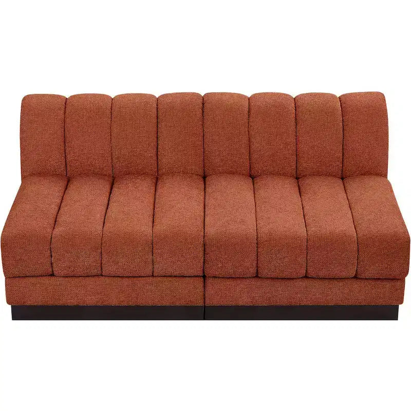 Divano modulare a 2 posti in tessuto ciniglia cognac / crema / verde / grigio