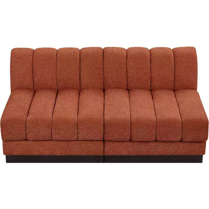 Divano modulare a 2 posti in tessuto ciniglia cognac / crema / verde / grigio