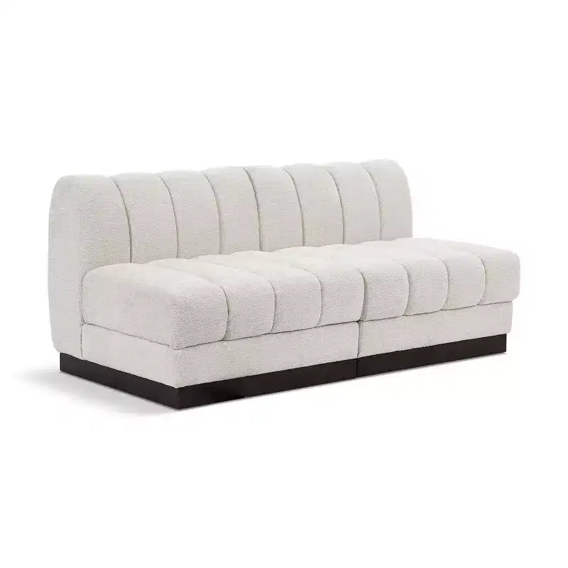 Divano modulare a 2 posti in tessuto ciniglia cognac / crema / verde / grigio