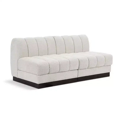 Divano modulare a 2 posti in tessuto ciniglia cognac / crema / verde / grigio