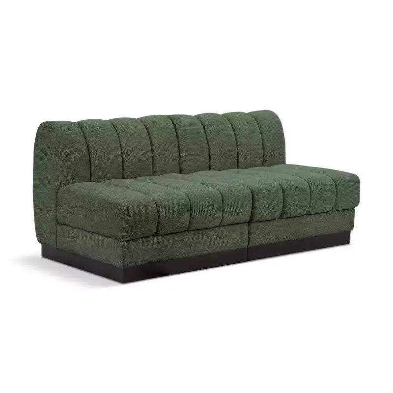 Divano modulare a 2 posti in tessuto ciniglia cognac / crema / verde / grigio