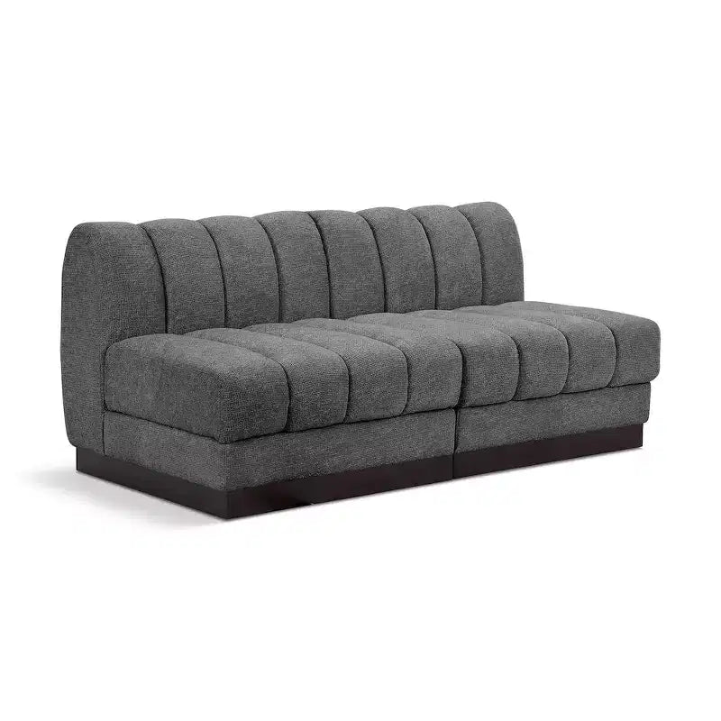 Divano modulare a 2 posti in tessuto ciniglia cognac / crema / verde / grigio