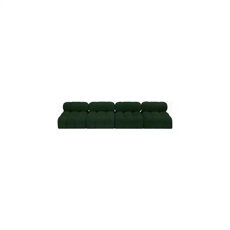 Divano modulare in tessuto bouclé verde, 4 posti