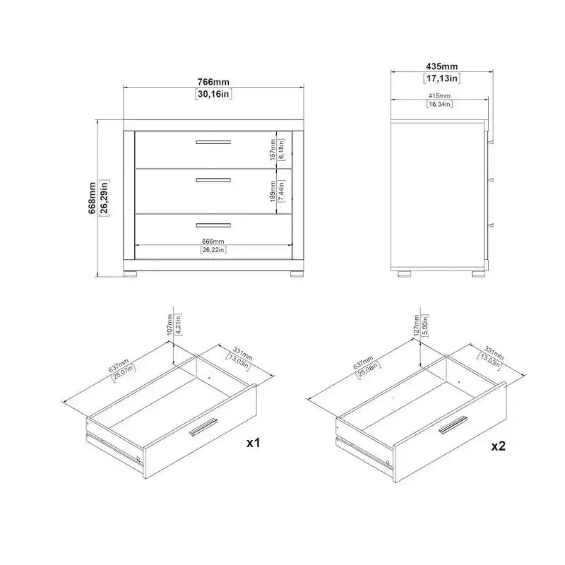 Set camera da letto 2 pezzi Jackson Hickory – Cassettone a 6 cassetti e comò a 3 cassetti (montaggio da 2 persone)