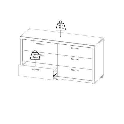 Set camera da letto 2 pezzi Jackson Hickory – Cassettone a 6 cassetti e comò a 3 cassetti (montaggio da 2 persone)