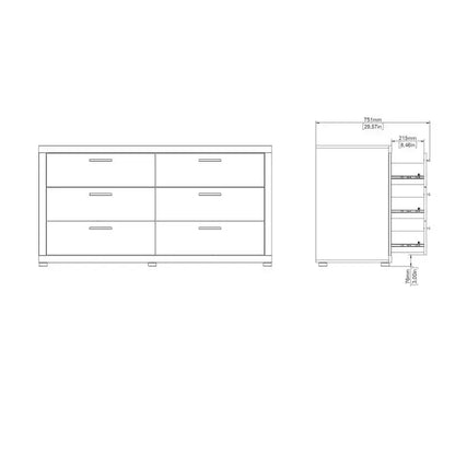 Set camera da letto 2 pezzi Jackson Hickory – Cassettone a 6 cassetti e comò a 3 cassetti (montaggio da 2 persone)