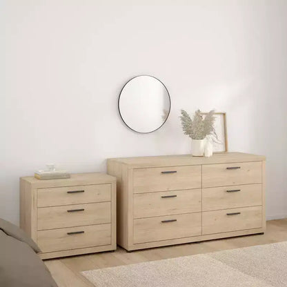 Set camera da letto 2 pezzi Jackson Hickory – Cassettone a 6 cassetti e comò a 3 cassetti (montaggio da 2 persone)