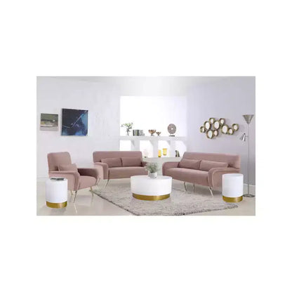 Tavolino rotondo in metallo bianco e oro