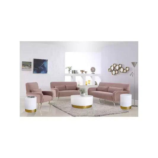 Tavolino rotondo in metallo bianco e oro