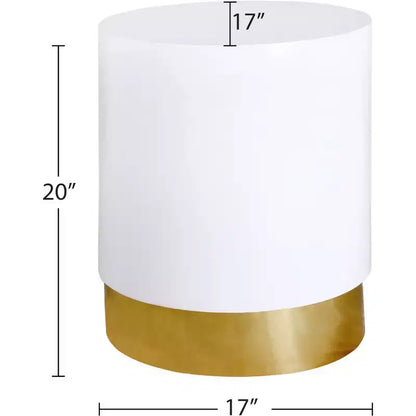 Tavolino rotondo in metallo bianco e oro