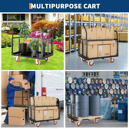 Carrello Piattaforma Pieghevole Arancione/Argento con Gabbia, 6 in 1, 816 kg, 1 persona
