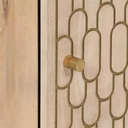 Mobile bagno in legno massello di mango intagliato a mano marrone, a 2 ante
