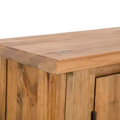 Credenza/Mobiletto da ingresso marrone rustico in legno massello di pino con 2 ante