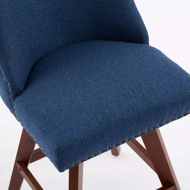 Sgabello da bancone girevole rivestito in tessuto beige/blu/grigio/rosso, set da 2