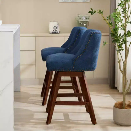 Sgabello da bancone girevole rivestito in tessuto beige/blu/grigio/rosso, set da 2