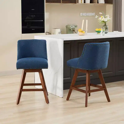 Sgabello da bancone girevole rivestito in tessuto beige/blu/grigio/rosso, set da 2