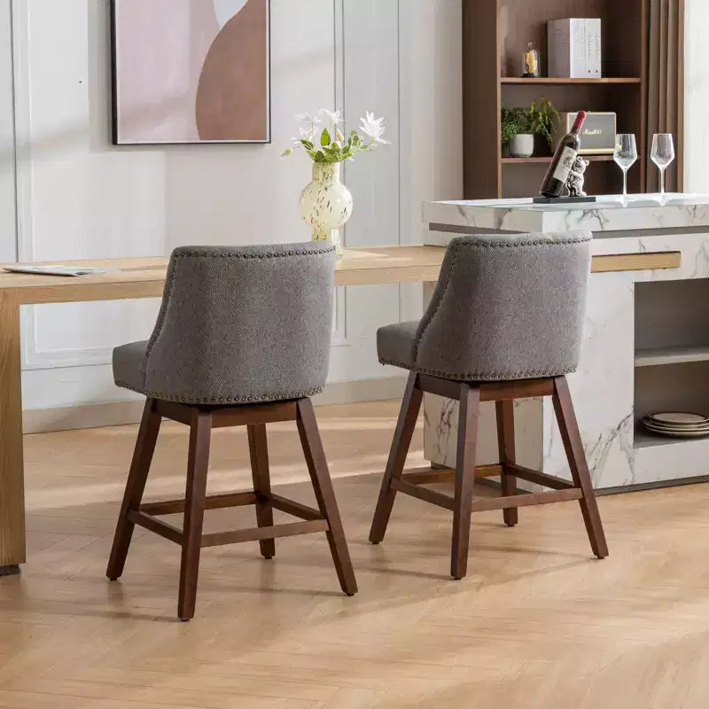 Sgabello da bancone girevole rivestito in tessuto beige/blu/grigio/rosso, set da 2
