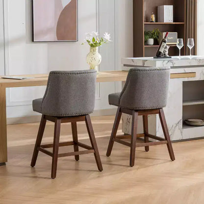 Sgabello da bancone girevole rivestito in tessuto beige/blu/grigio/rosso, set da 2